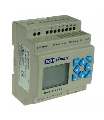 SMT-ED-T12-V3 | iSmart Relè programmabile - V3 24VDC,con schermo  HMI, 6 ingrssi digitali, 2ingressi analogici analogici (0-10V)