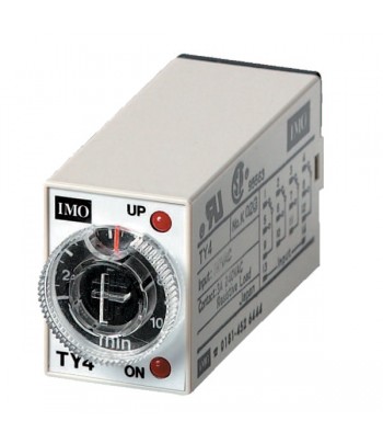 TY4-24AC | Timer Relè temporizzato 24VAC, 4PCO 6A, da0.1s a 100h, Plug-in a 14 pin.