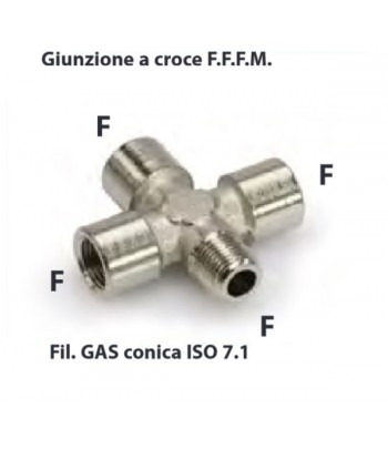 L94F3.1/4 | Raccordo a croce M. - F. - F. - F. G.1/4.