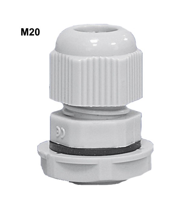 20 Pressacavi M20 In Nylon Grigio IP68 - Tenuta Stagna Per Cavi 6-12 Mm
