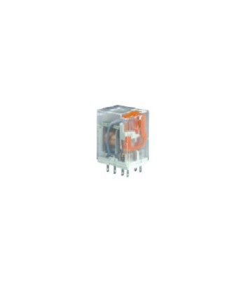 R2-23-1024WTL |  Relè di potenza per uso generico, 2PCO, 12A, 24Vdc, plug-in, LED e test / blocco manuale.