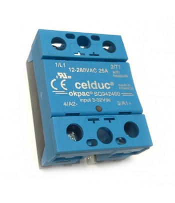 SO942460  | Okpac SSR Celduc - 1PH 25A  24-280VAC;  Input 8-32Vdc, LED+Coprimorsetto IP20.