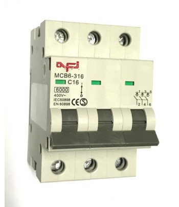MCB6-316 |  Interruttore automatico magnetotermico 3 P 16A  400Vac.