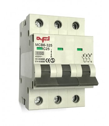 MCB6-325 |  Interruttore automatico magnetotermico 3 P 25A  400Vac.