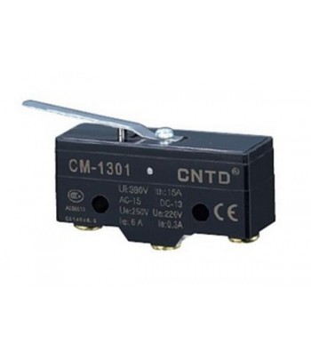 CM-1301 | Micro interruttore switch serie CM, in plastica, leva in acciaio inox, 1NO+NC, 15A 250V, IP20