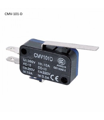 CMV-101-D | Micro interruttore switch Serie  in plastica, leva in acciaio inox con rotella in acciaio inox, 1NO+NC, 15A 250V, IP