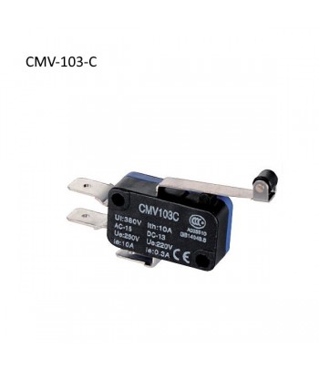 CMV-103-C | Micro interruttore switch serie in plastica, leva in acciaio inox con rotella in plastica, 1NO+NC, 10A 250V
