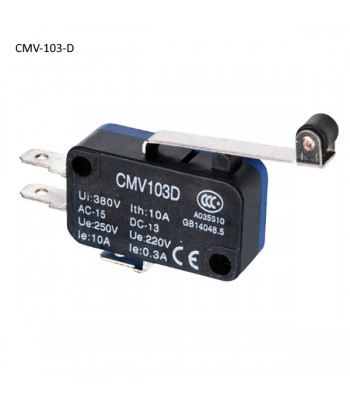 CMV-103-D | Micro interruttore switch  in Plastica, leva in acciaio inox con rotella in plastica, 1NO+NC, 10A 250V